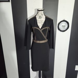 Joseph Ribkoff Black Dress with Gold Studs